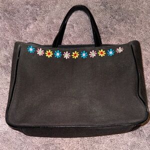 Ralph Lauren Black Tote with Colorful Floral Accents